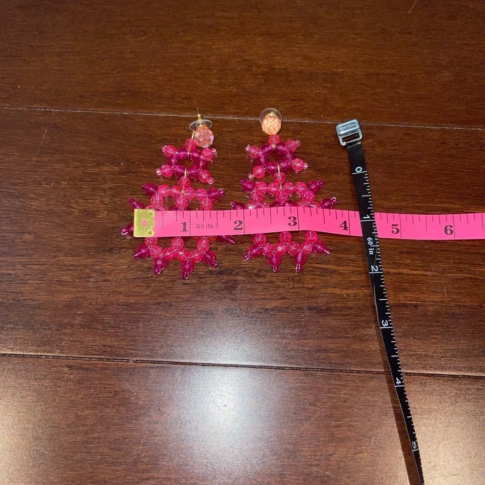 guc j crew Elegant Pink Beaded Earrings - Picture 2 of 2